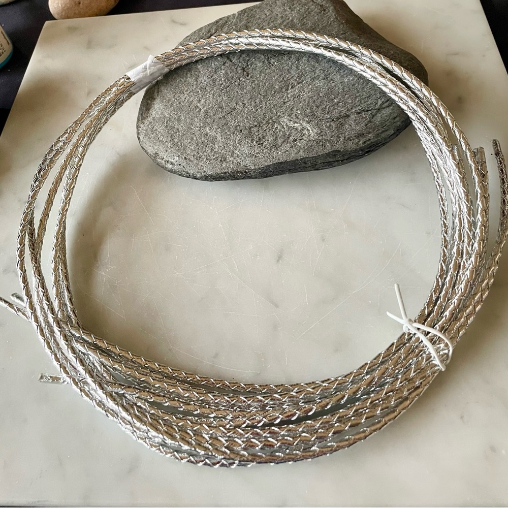 Silver Braided Round Leather Cords for Bolo Cord or Jewelry Making